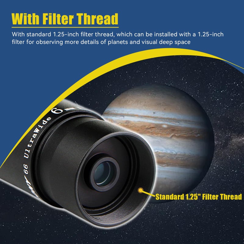 SVBONY Telescope Eyepiece Fully Multi Coated 1.25 inches Telescope Lens 66 Degree Ultra Wide Angle HD Telescope Accessory (6mm 9mm 15mm 20mm) - Image 5